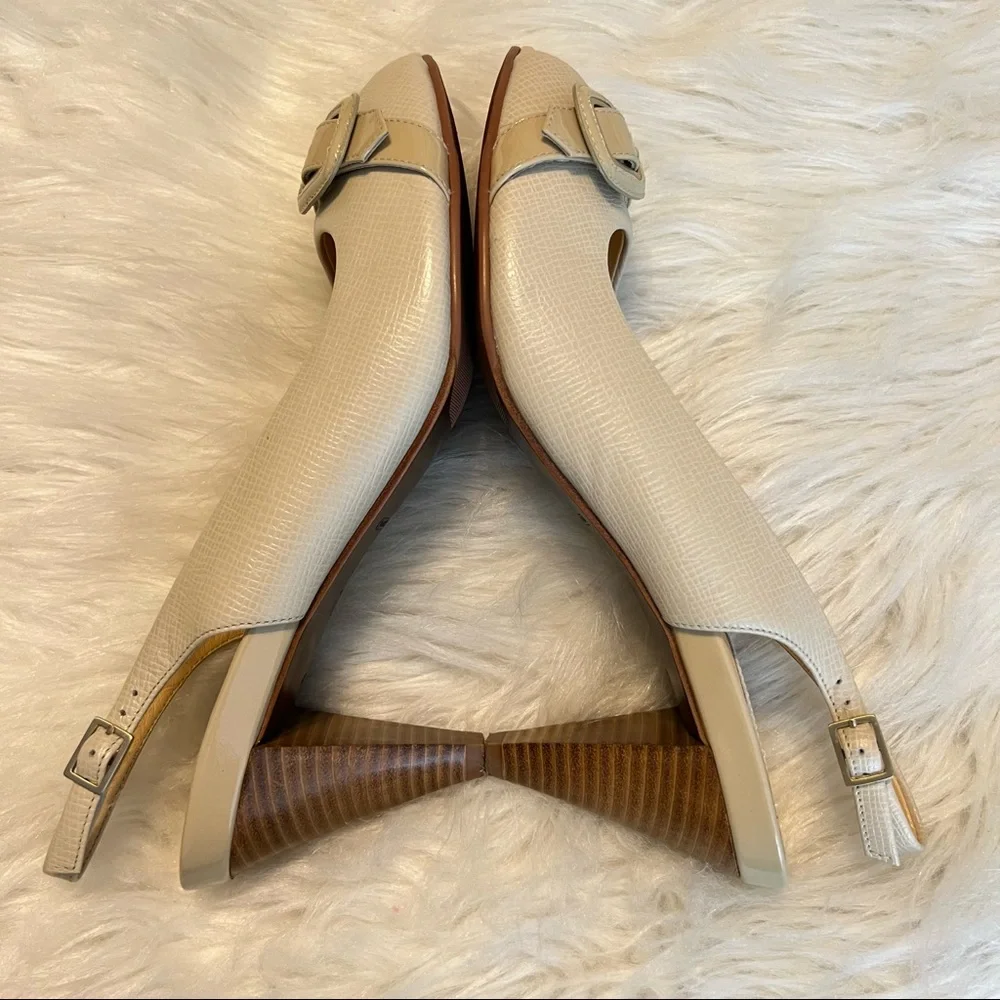 Cole Haan Nike Air Technology sling back Peep Toe Heels buckle detail Size 8 1/2